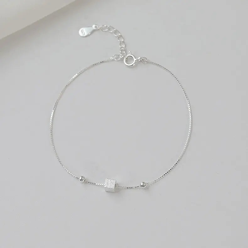 925 Silver Square Chain Anklet