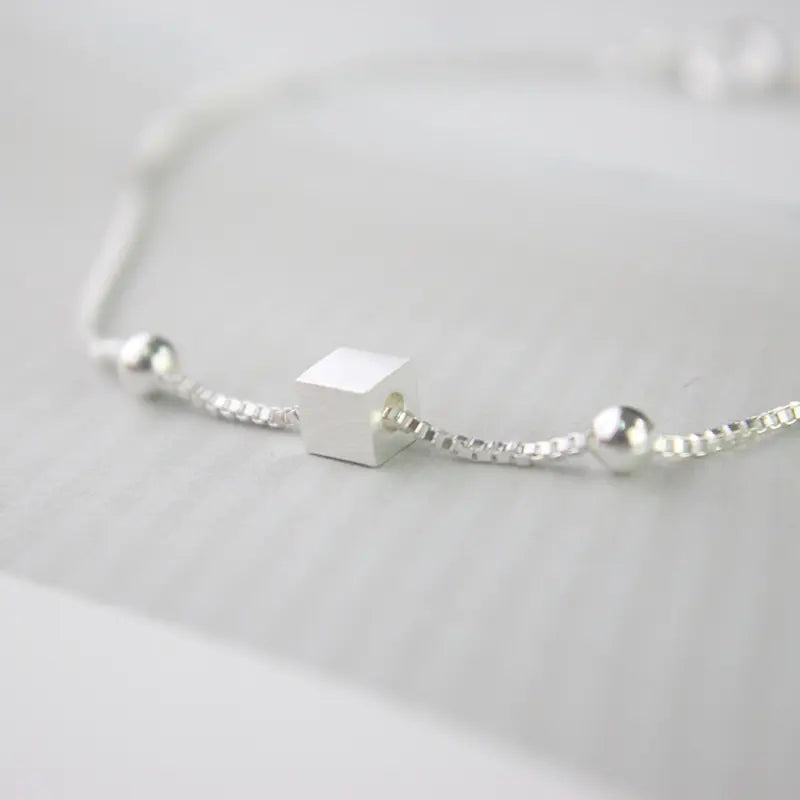 925 Silver Square Chain Anklet