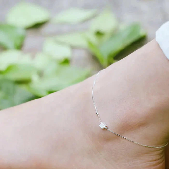 925 Silver Square Chain Anklet