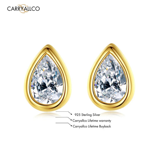 925 Sterling Silver Water Drop Stud Earrings | Brilliant Cut Stone