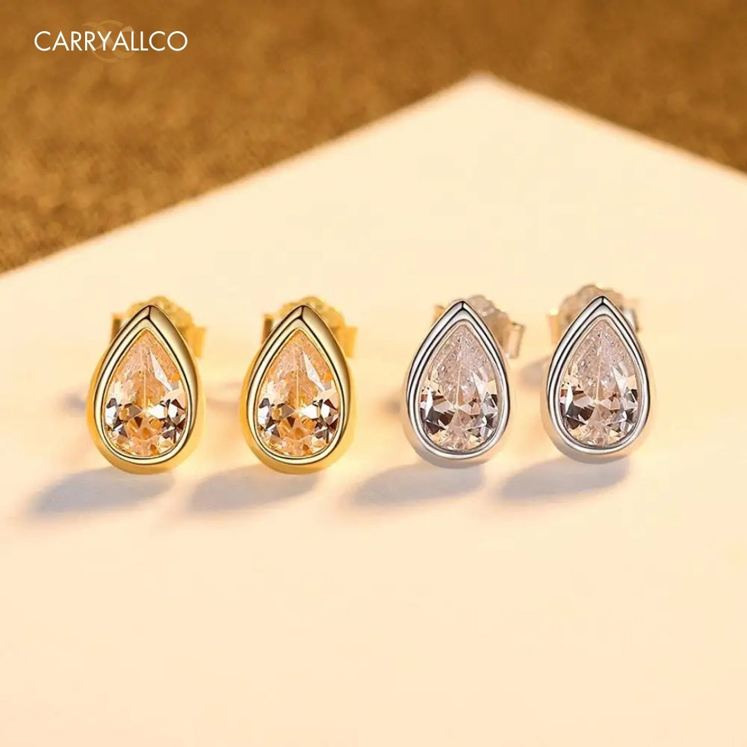 925 Sterling Silver Water Drop Stud Earrings | Brilliant Cut Stone