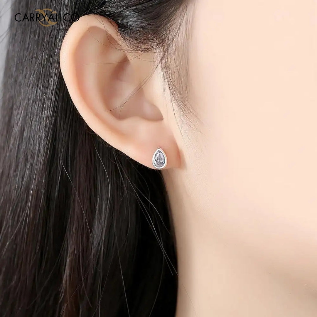 925 Sterling Silver Water Drop Stud Earrings | Brilliant Cut Stone