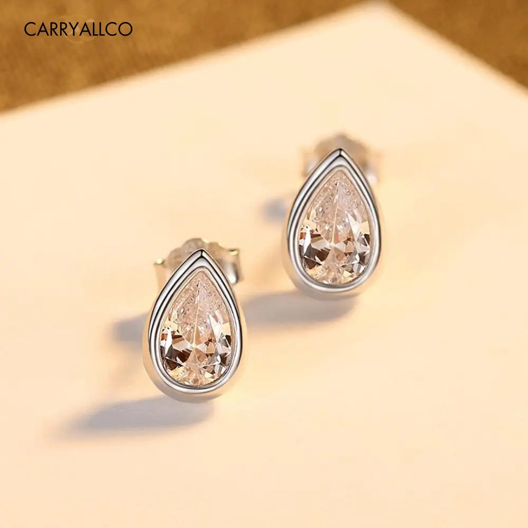 925 Sterling Silver Water Drop Stud Earrings | Brilliant Cut Stone