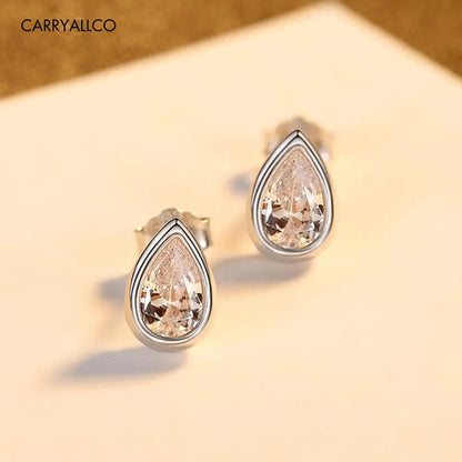 925 Sterling Silver Water Drop Stud Earrings | Brilliant Cut Stone