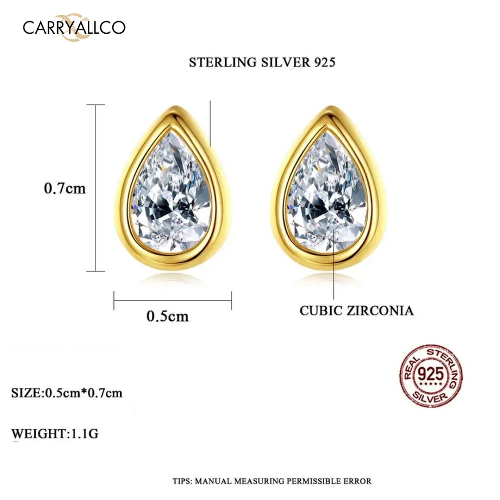 925 Sterling Silver Water Drop Stud Earrings | Brilliant Cut Stone CARRYALLCO