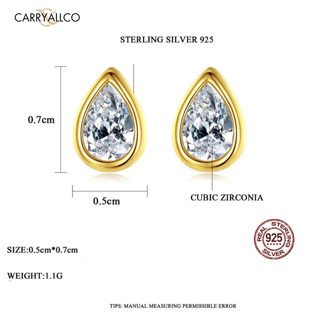 925 Sterling Silver Water Drop Stud Earrings | Brilliant Cut Stone