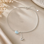 925 Silver Whale Charm Anklet