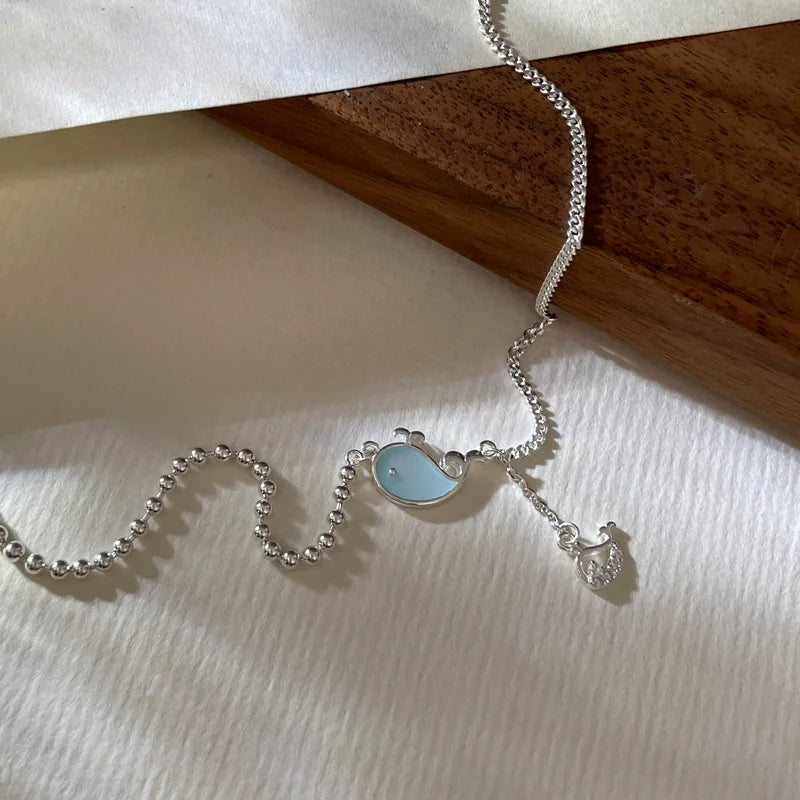 925 Silver Whale Charm Anklet