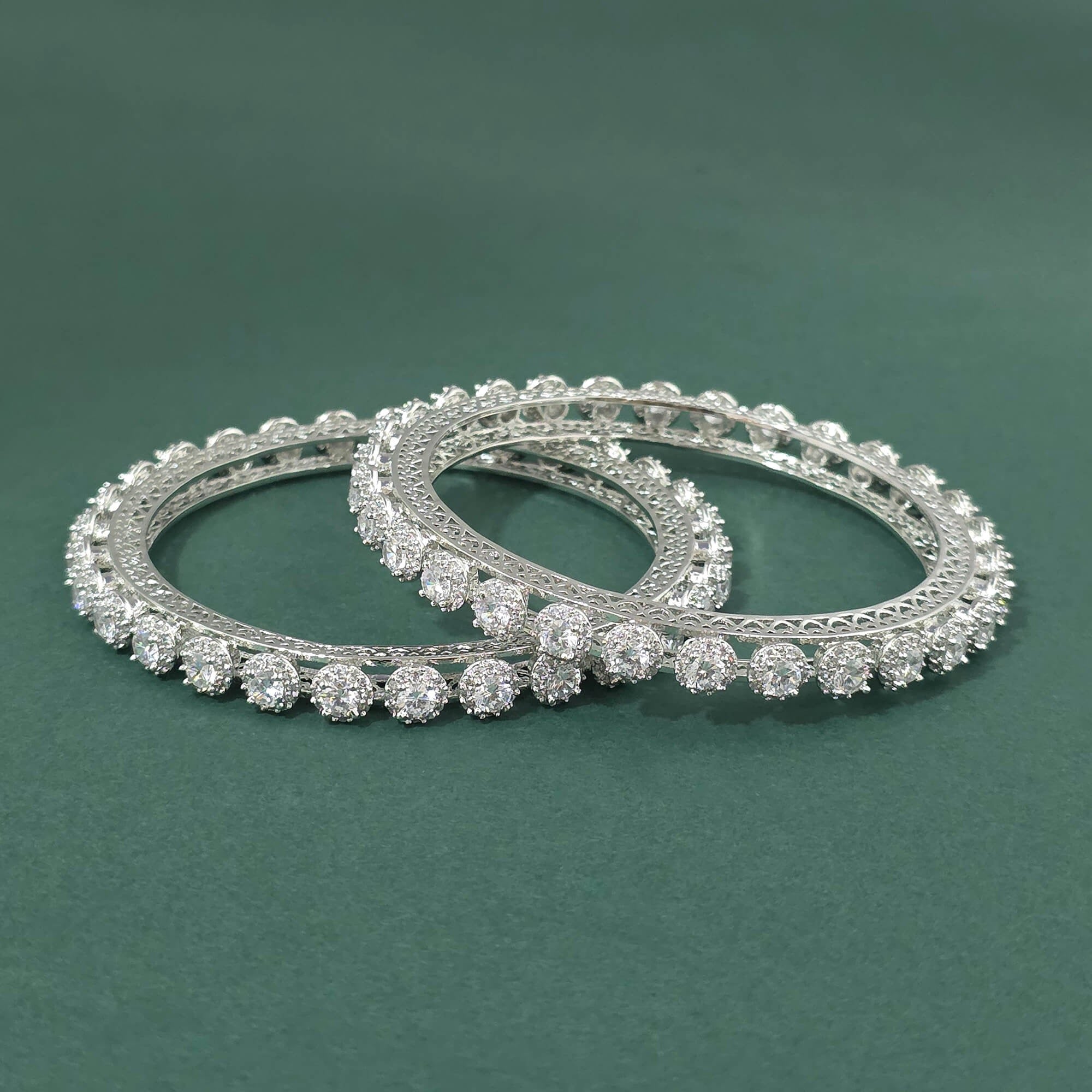 American Diamond Classic Silver Bangles