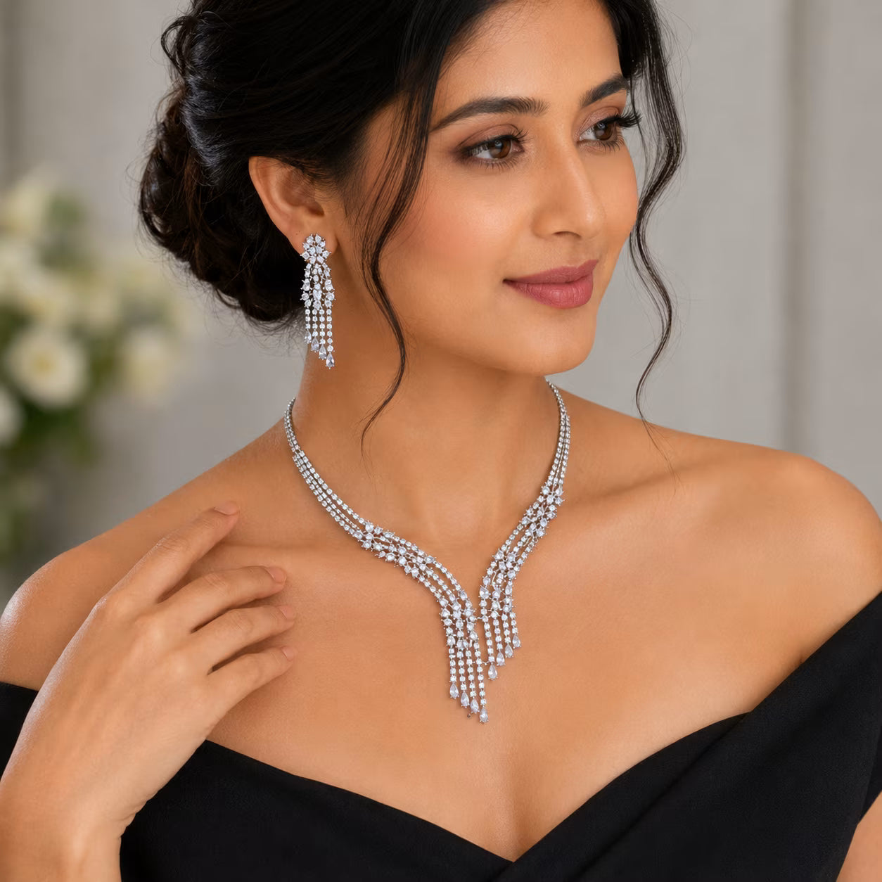 Waterfall CZ Necklace & Earring Set