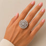 CZ Circular Disc Cocktail Ring – Clear CZ Variant | 18K Gold Plated | Carryallco India