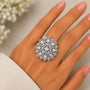 CZ Floral Cocktail Ring – Clear CZ Variant | 18K Gold Plated | Carryallco India