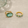 Aqua Crystal CZ Cocktail Ring – Detail View | 18K Gold Plated | Carryallco India