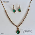 Aqua Glow American Diamond Necklace Set Carryallco