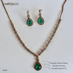 Aqua Glow American Diamond Necklace Set Carryallco