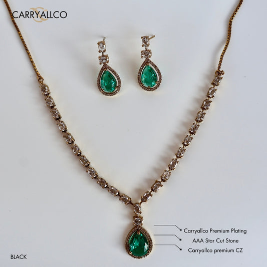 Aqua Glow American Diamond Necklace Set