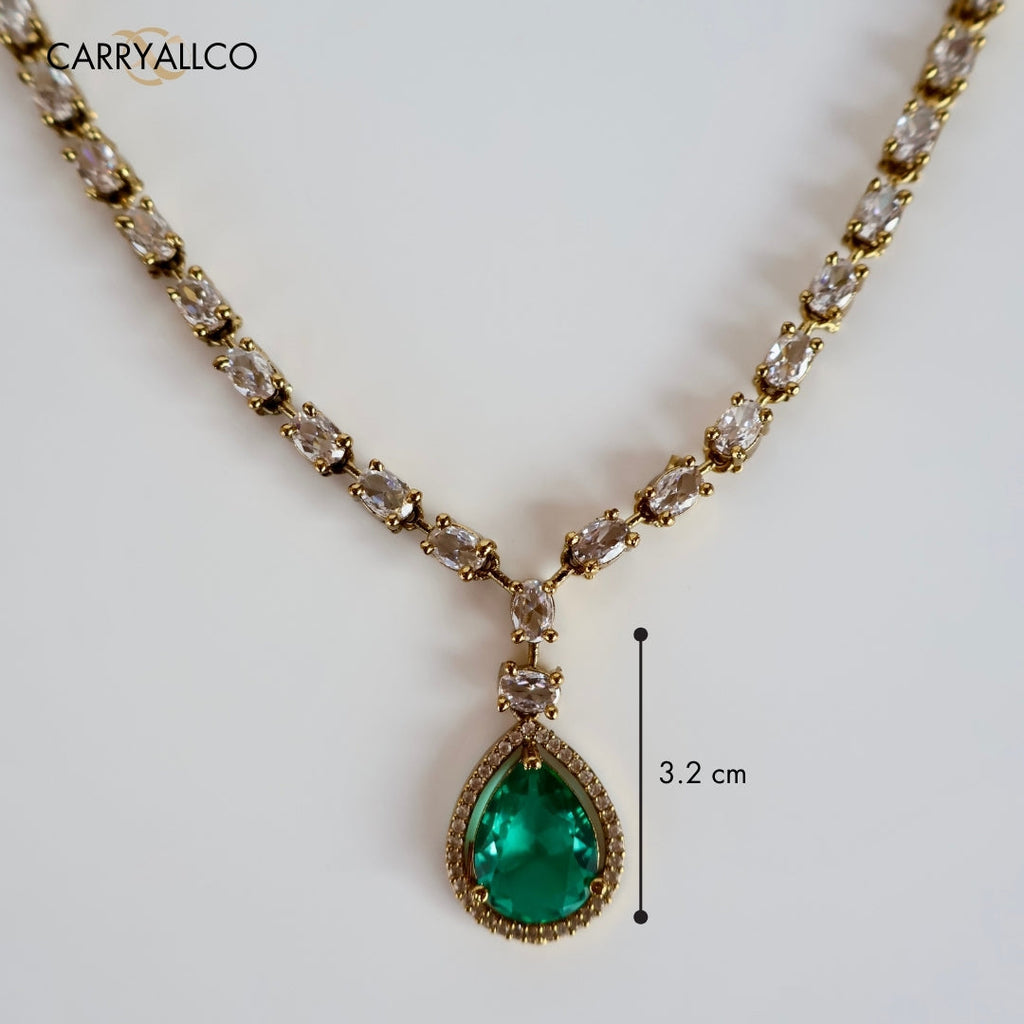 Aqua Glow American Diamond Necklace Set Carryallco