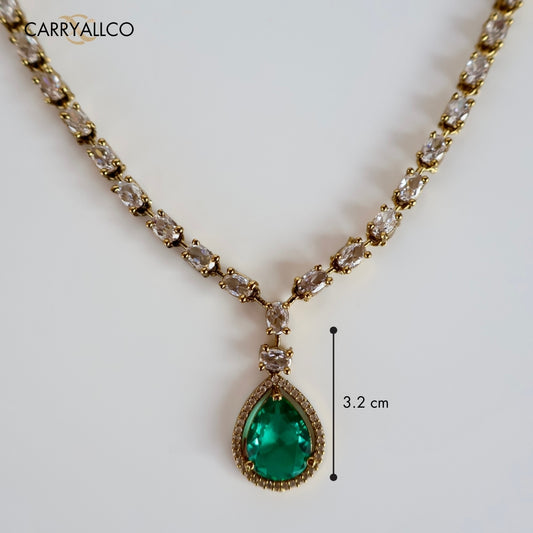 Aqua Glow American Diamond Necklace Set