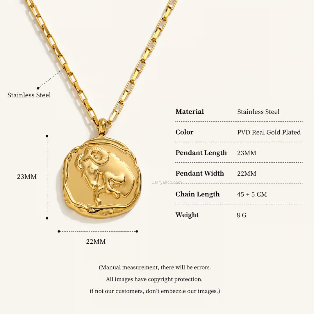 Aries Zodiac Necklace – 18K Gold Plated | CARRYALLCO