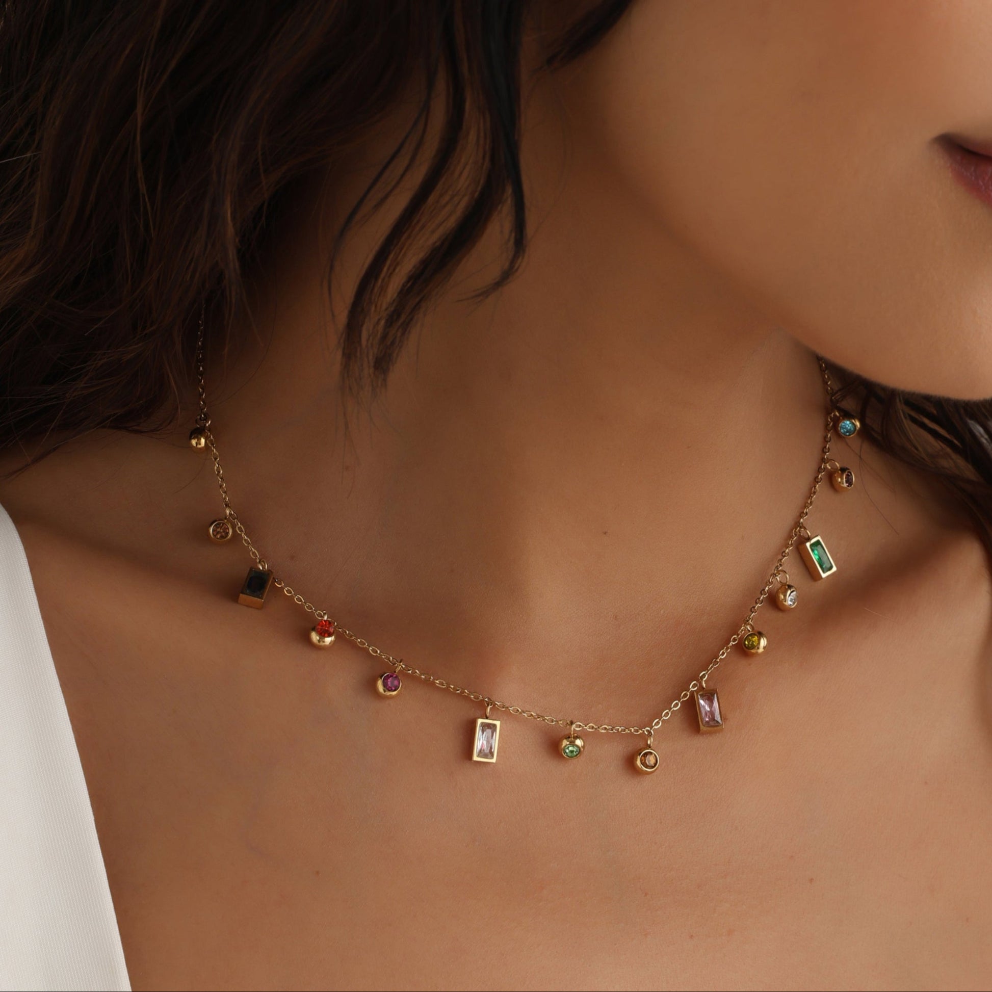 Aura Zirconia Link Necklace – 18K Gold Plated