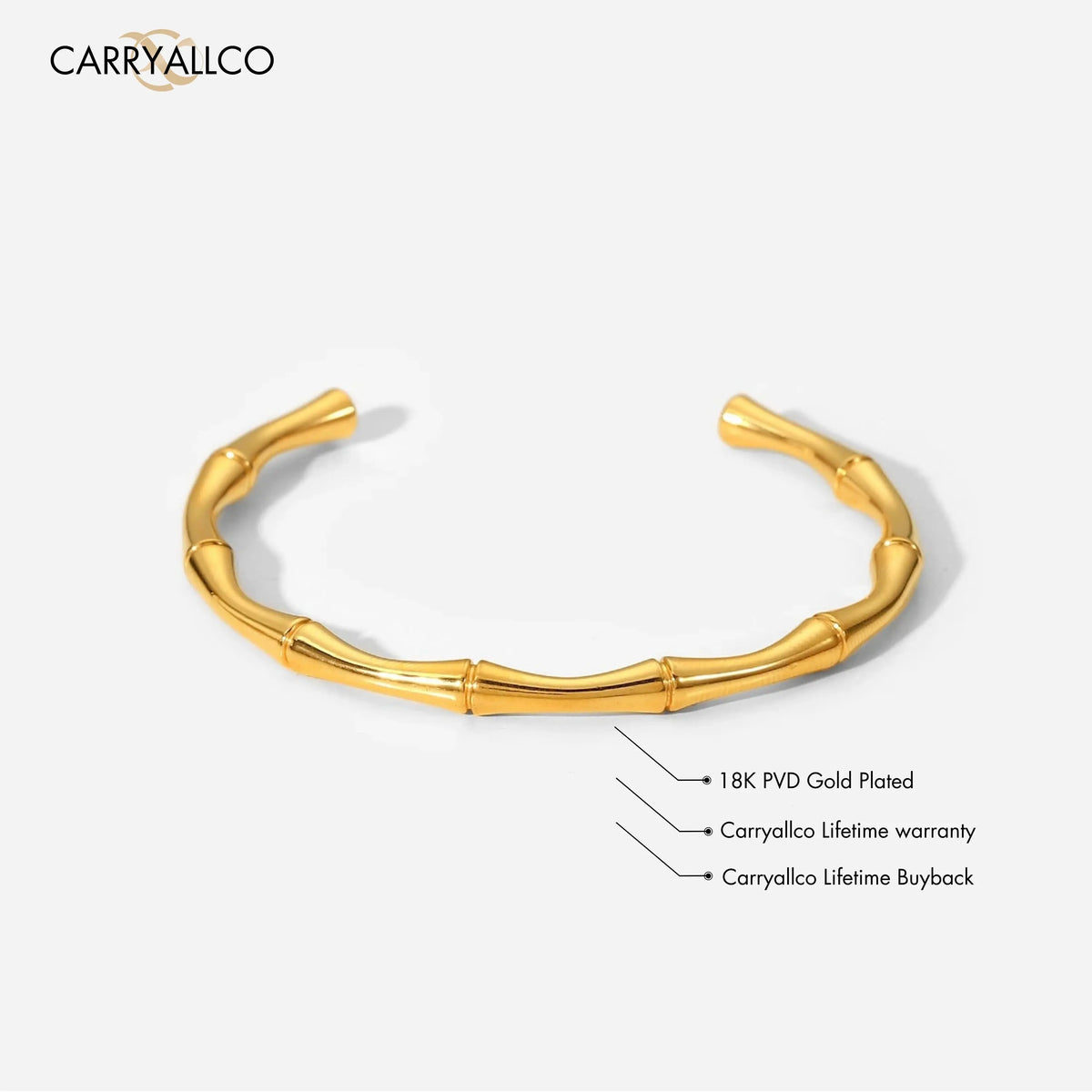 Bamboo Inspired Open Cuff Bracelet