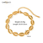 Carryallco 18K Gold Plated Demi-fine Beach Shell Linked Chain Bracelet