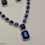 Blue Crystal American Diamond Necklace Set