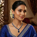 Blue Crystal American Diamond Necklace Set