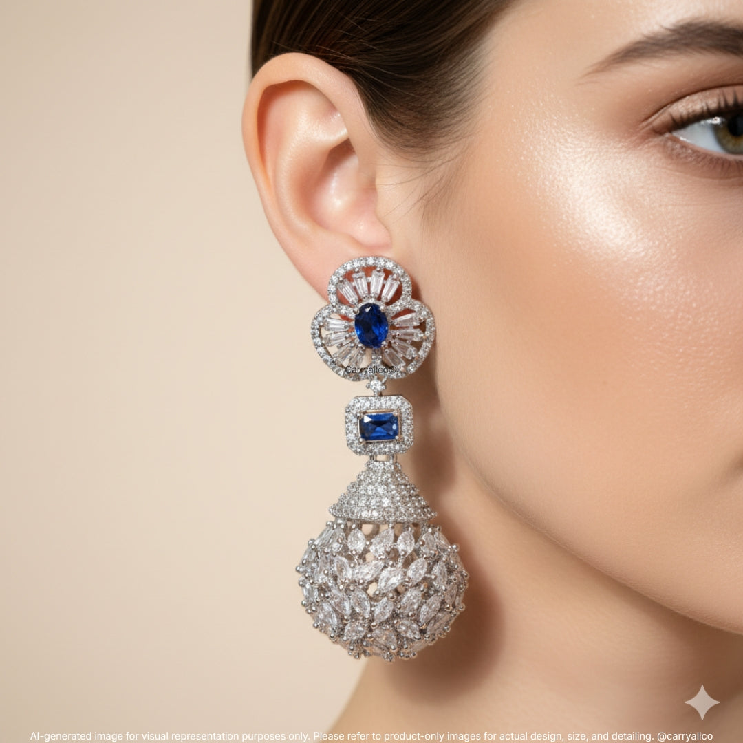 Blue Stone Designer Jhumka Earrings