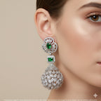 Green Stone Designer Jhumka Drop Earrings for Women