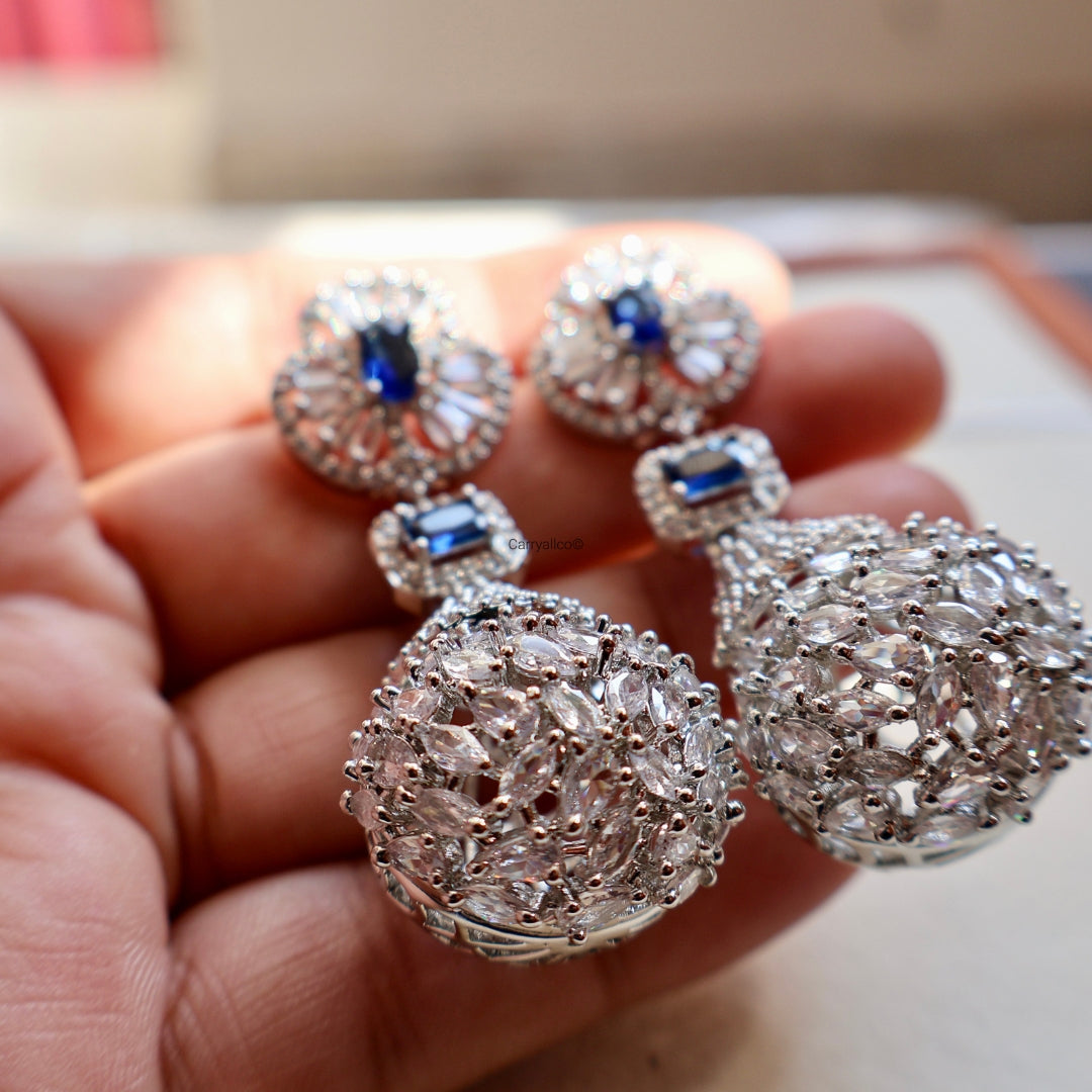 Blue Stone Designer Jhumka Earrings