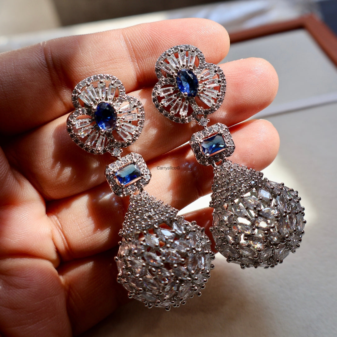 Blue Stone Designer Jhumka Earrings