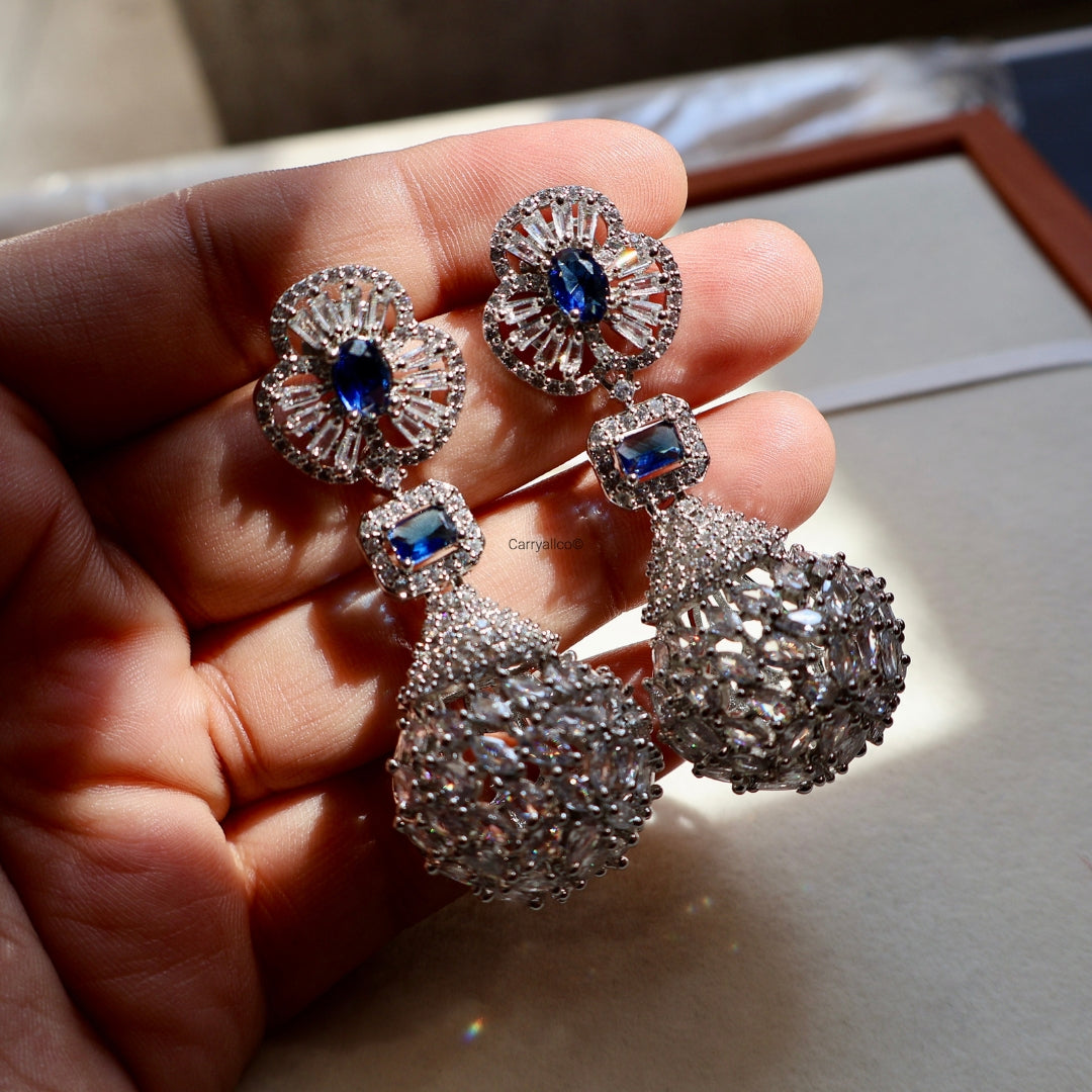 Blue Stone Designer Jhumka Earrings
