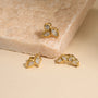 Boho Leaf Zircon Stud Earrings – 18K Gold Plated | Carryallco India