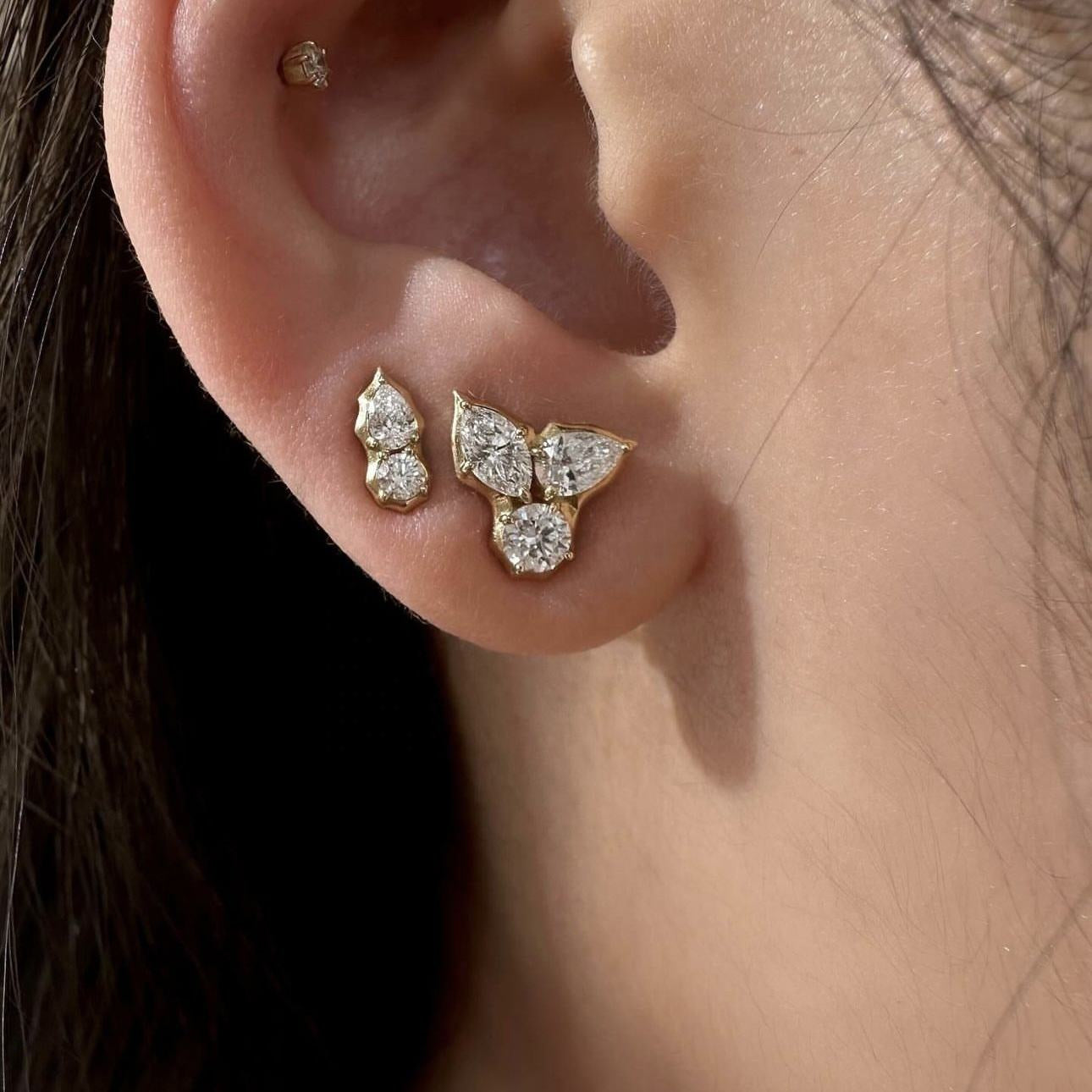 Boho Leaf Zircon Stud Earrings