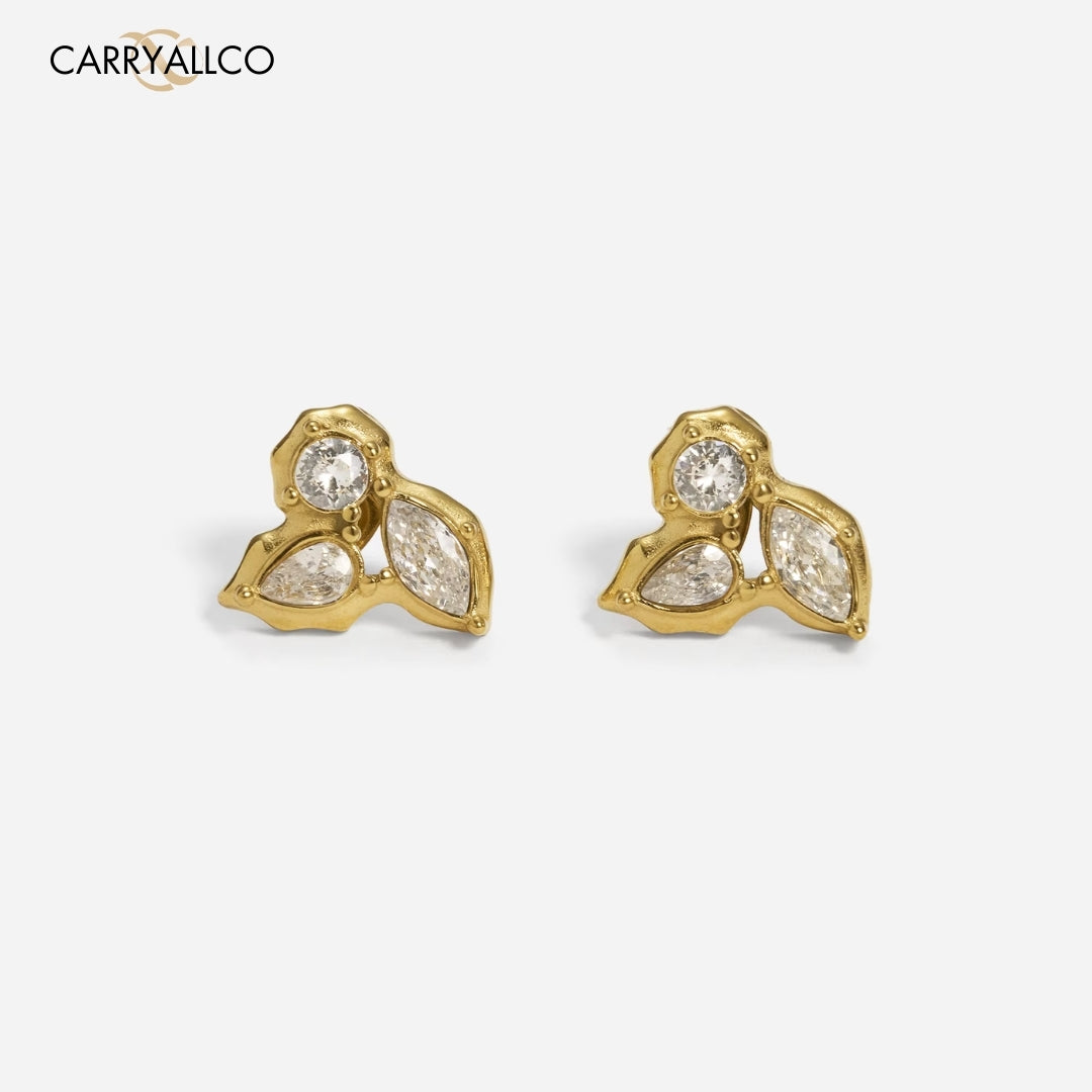 Boho Leaf Zircon Stud Earrings