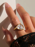 Bold Triangle Sparkle Ring – 18K Gold Plated Statement Jewellery