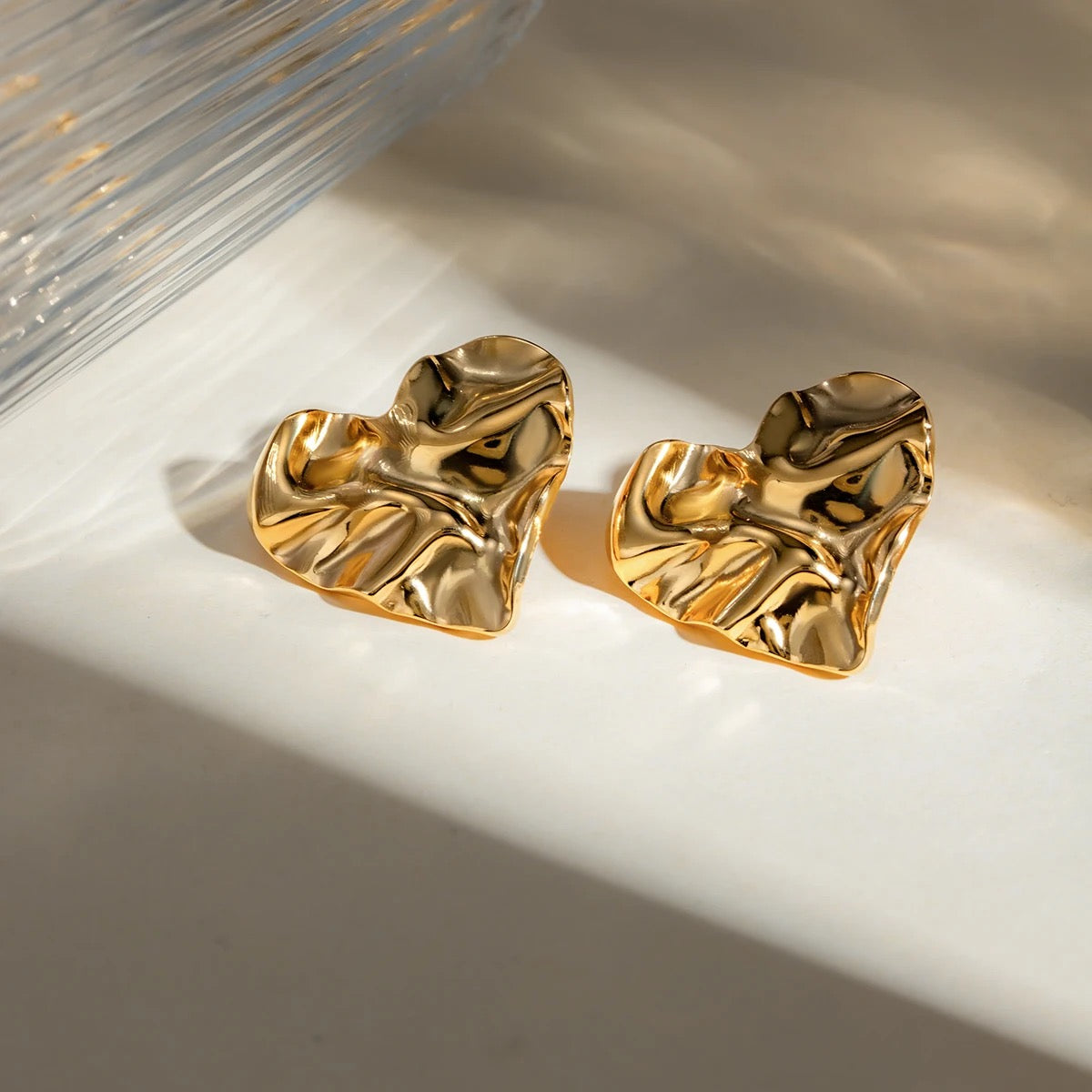 Bold Heart Hammered Drop Earrings