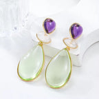 Carryallco Green and Purple Acrylic Dangle Earring Carryallco