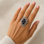 CZ Shield Cocktail Ring – Blue Sapphire Variant | 18K Gold Plated | Carryallco India