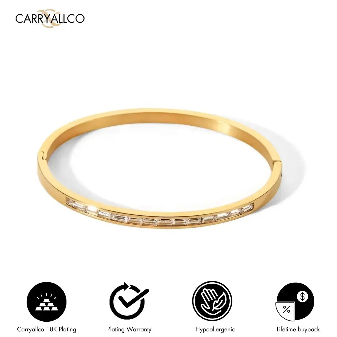 Carryallco 18K Gold Plated Brilliant Cut Stone Bangle – Dainty