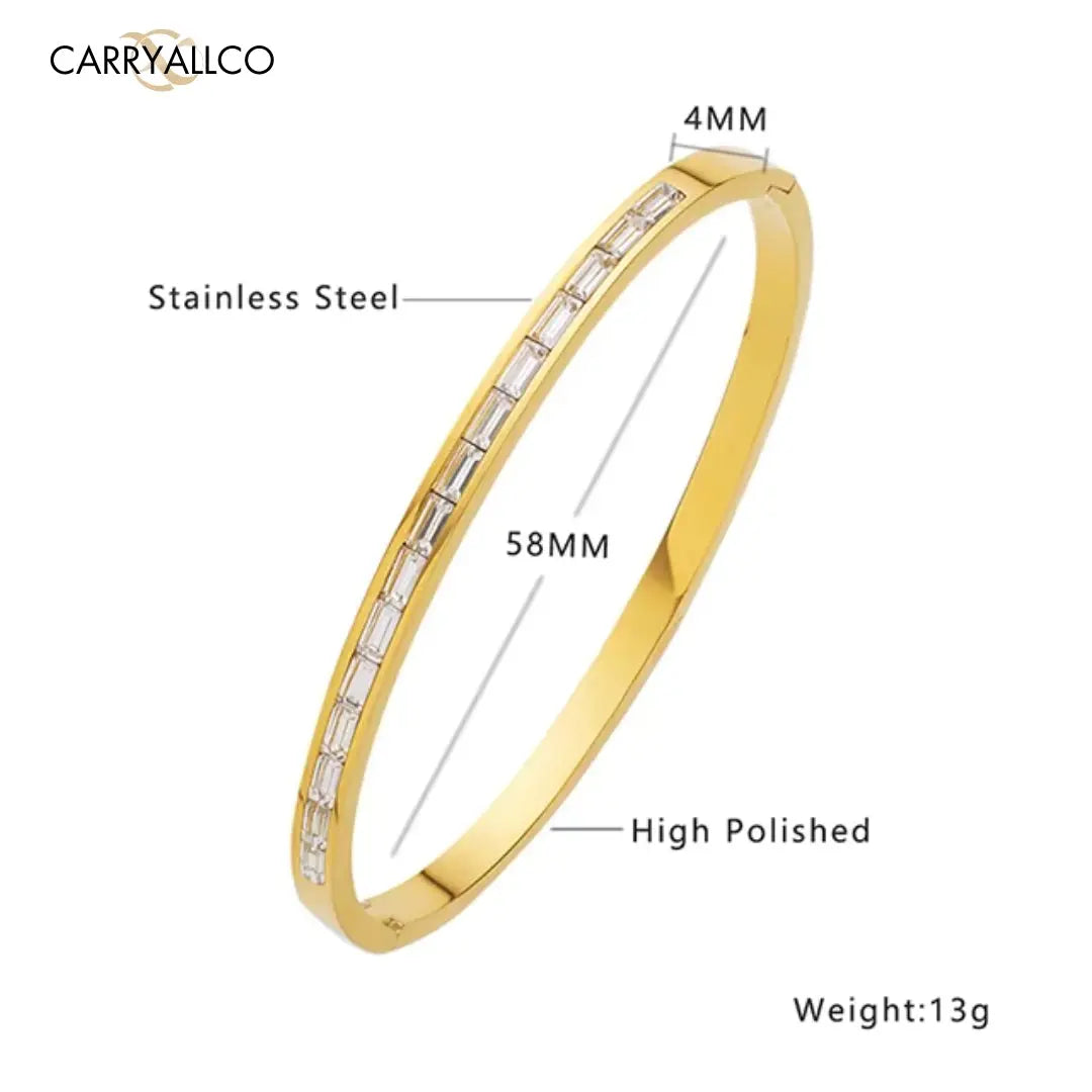 Carryallco 18K Gold Plated Brilliant Cut Stone Bangle – Dainty