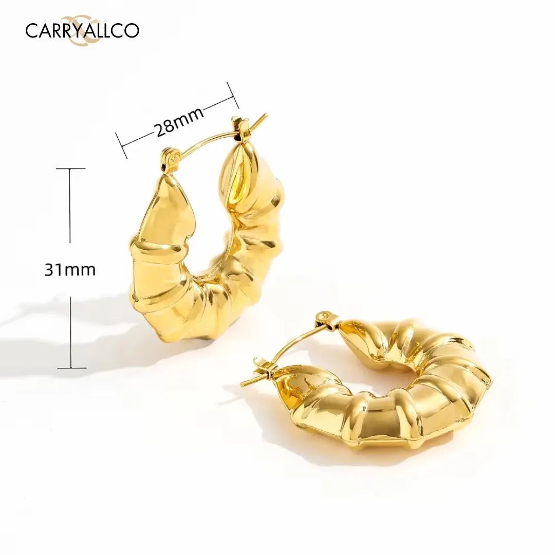 Golden Bamboo Hoop Earrings – Specifications | 18K Gold Plated | Carryallco India