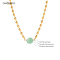 Carryallco 18K Gold-Plated Green Stone Oval Bead Necklace