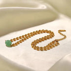 Carryallco 18K Gold-Plated Green Stone Oval Bead Necklace