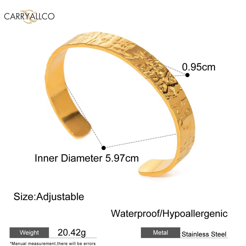 Carryallco 18K Gold Plated Hammered Wide Cuff Bangle dimension