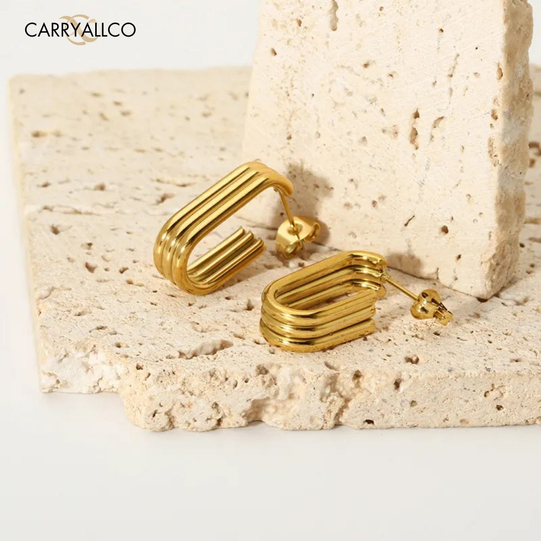 Carryallco 18K Gold Plated Multi-Layer U-Shaped Hoop Earrings Carryallco