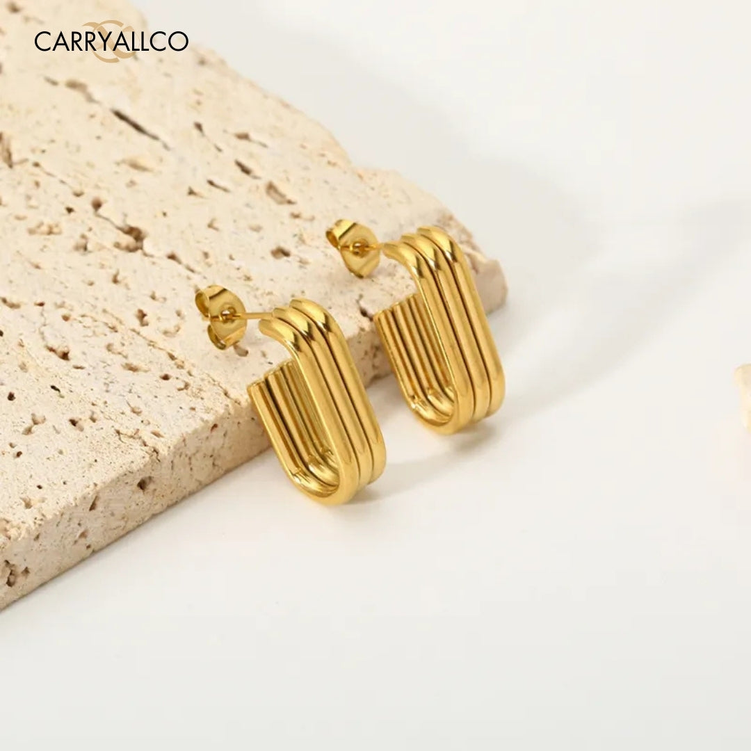 Carryallco 18K Gold Plated Multi-Layer U-Shaped Hoop Earrings Carryallco