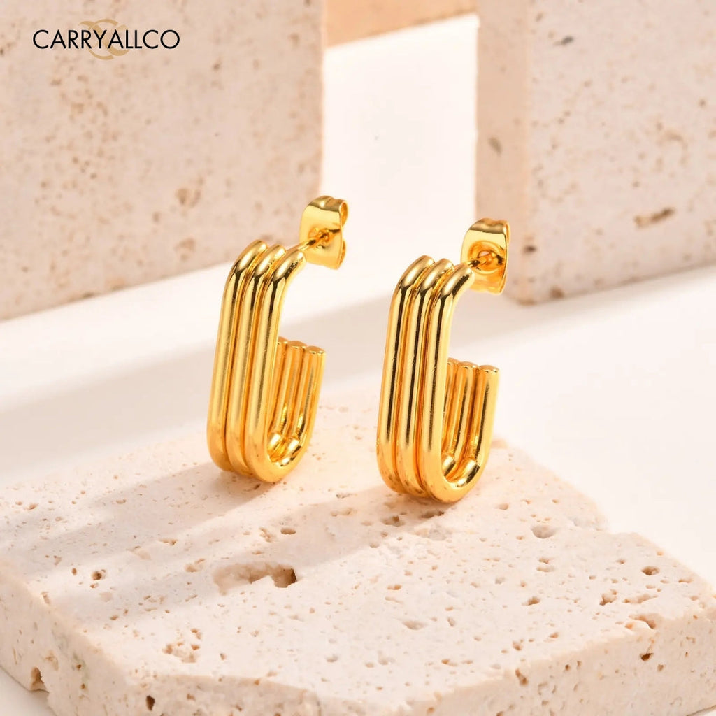 Carryallco 18K Gold Plated Multi-Layer U-Shaped Hoop Earrings Carryallco