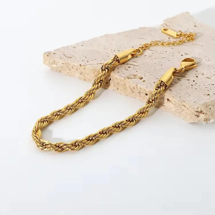 Carryallco 18K Gold Plated Rope Twist Bracelet